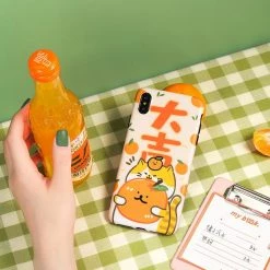 Juwas.com Online Store NEW ARRIVAL Cat Loves Oranges Lucky IPhone Case