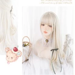 Juwas Fashion & Beauty Lolita White Blonde Straight Long Wig