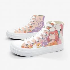 Juwas Kawaii Poi Poi Anime Girl Print High Cut Ankle Sneakers