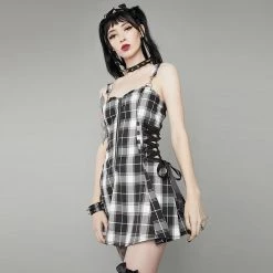 Juwas Gothic Plaid Mini Dress CLOTHING 17 Juwas Gothic Plaid Mini Dress CLOTHING