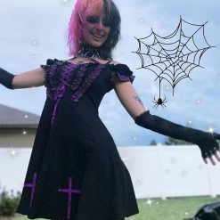 Juwas Gothic Cross Bandage Black Dress CLOTHING