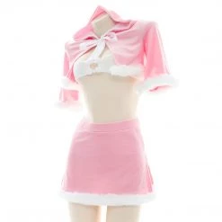 Juwas CLOTHING Pink Bunny Girl Hoodie Pajama Costume