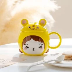 Juwas Cute Girl Ceramic Mug With Lid NEW ARRIVAL