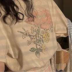 Juwas Floral Hat Print Cotton T-shirt