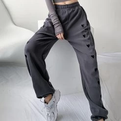 Juwas Chic Side Mini Hearts Jogger Sweatpants NEW ARRIVAL