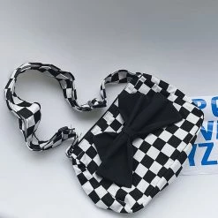 Juwas NEW ARRIVAL Vintage Checker Canvas Shoulder Bag