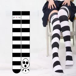 Juwas CLOTHING Kawaii Lolita Two-Tone Stripe Knee High Socks