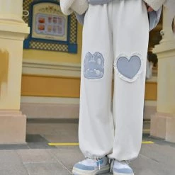 Juwas Rabbit Embroidery Wide Pants