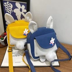 Juwas NEW ARRIVAL Cartoon Rabbit Ears Canvas Crossbody Bag