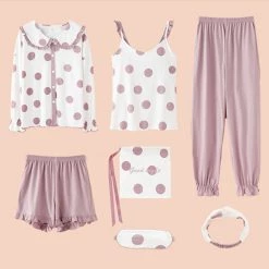 Juwas Kawaii Lavender Polka Dots Sleepwear Set