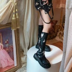 Juwas Gothic Metal Studs Chunky High Boots NEW ARRIVAL 12 Juwas Gothic Metal Studs Chunky High Boots NEW ARRIVAL