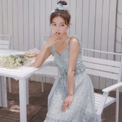 Juwas NEW ARRIVAL Summer Daisy Plaid Top And Skirt Set