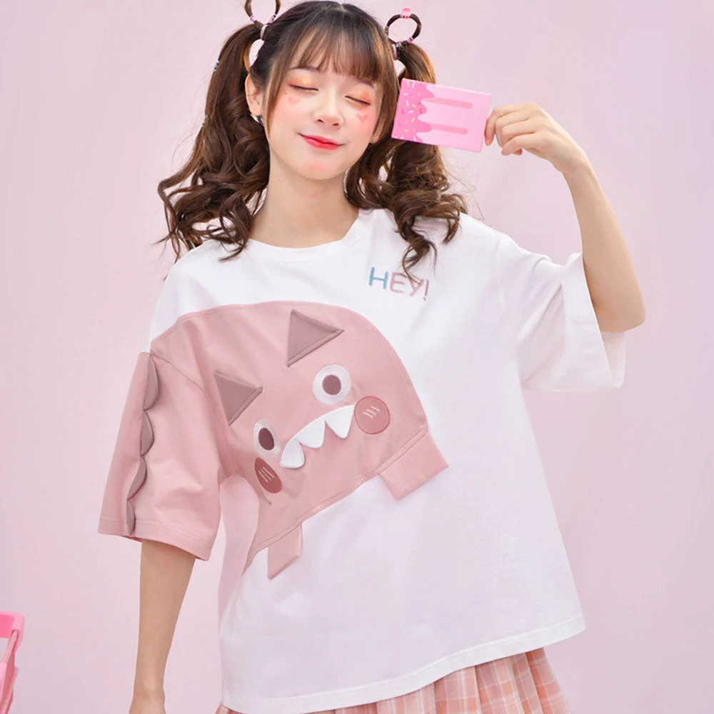 Juwas Kawaii Blushing Pink Dinosaur Shirt NEW ARRIVAL 3 Juwas Kawaii Blushing Pink Dinosaur Shirt NEW ARRIVAL