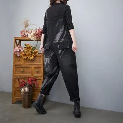 Juwas NEW ARRIVAL Vintage Black Gradient Oversized Overalls