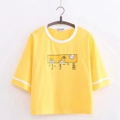 Juwas CLOTHING Japanese Cat Paw Cartoon Print T-Shirt Loose