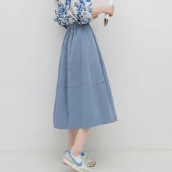 Juwas NEW ARRIVAL Pure Color Casual Cotton A-line Skirt