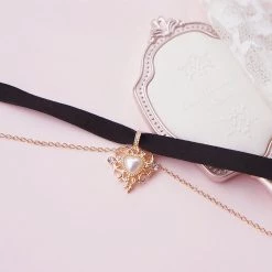 Juwas Pearl Heart Pendant Choker NEW ARRIVAL