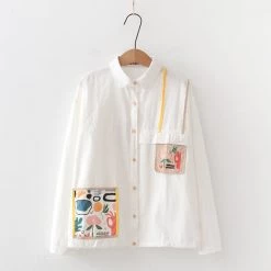 Juwas Chic Artsy Print Long Sleeve Shirt CLOTHING