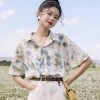 Juwas Vintage Style Leaves Printed Short Sleeve Shirt NEW ARRIVAL