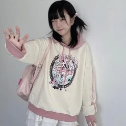 Juwas Cute Cartoon Print Warm Hoodie