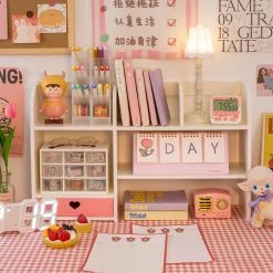 Juwas NEW ARRIVAL Kawaii Cream White Mini Desk Shelf Organizer