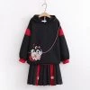 Juwas Vintage Lucky Cat Embroidery Warm Hoodie