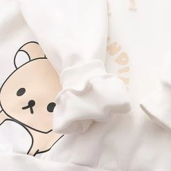 Juwas Cartoon Bear Print Warm Hoodie CLOTHING