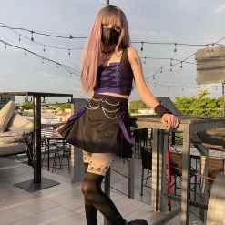 Juwas CLOTHING Sexy Streetwear Backless Bandage Tops And Mini Skirts Set