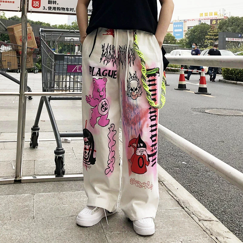 Juwas Street Style Spray Graffiti Loose Pants NEW ARRIVAL 5 Juwas Street Style Spray Graffiti Loose Pants NEW ARRIVAL