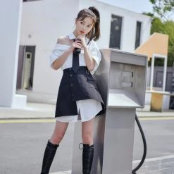 Juwas Cool Hiller Shoulder Cut Skirt Dress Shirt NEW ARRIVAL