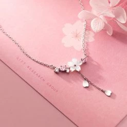 Juwas NEW ARRIVAL Sweet Sakura Silver Necklace