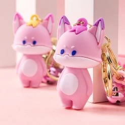 Juwas Lovely Pink Fox PVC Keychain