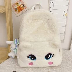Juwas Cute Cat Eyes Furry Backpack