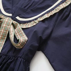 Juwas Sailor Collar Bow Knot Long Sleeve Dress CLOTHING