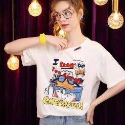 Juwas NEW ARRIVAL Cartoon Letters Printed T-shirt
