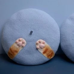 Juwas Kitty Paw Handmade Wool Beret