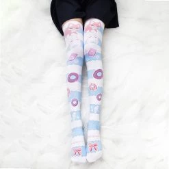 Juwas CLOTHING Kawaii Fox Lady Sweet Donut Knee Socks
