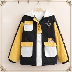 Juwas CLOTHING Cheeky Shiba Inu Two-Tone Thick Jacket