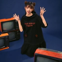 Juwas NEW ARRIVAL Cute “Good Things Happen” Hoodie Dress