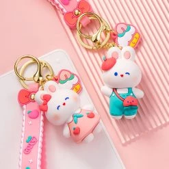 Juwas Cute Peach Rabbit Keychain