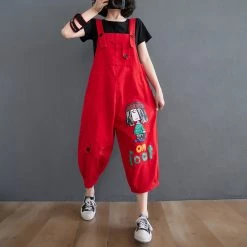 Juwas NEW ARRIVAL Cartoon Print Oversized Overalls