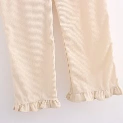 Juwas Rabbit Embroidery Pockets Corduroy Overalls