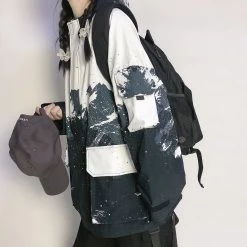 Juwas Retro Black Color Splash Oversize Jacket 11 Juwas Retro Black Color Splash Oversize Jacket