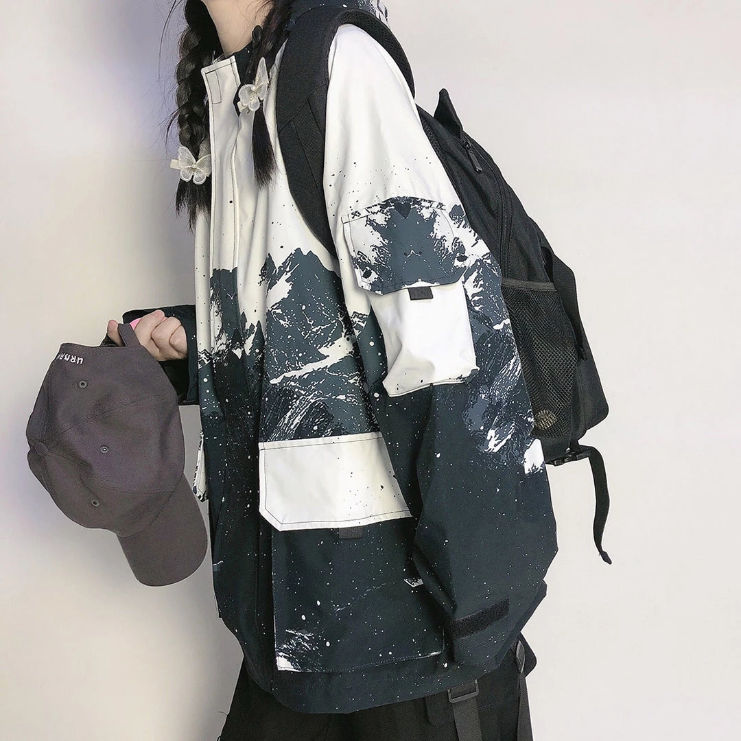 Juwas Retro Black Color Splash Oversize Jacket 5 Juwas Retro Black Color Splash Oversize Jacket