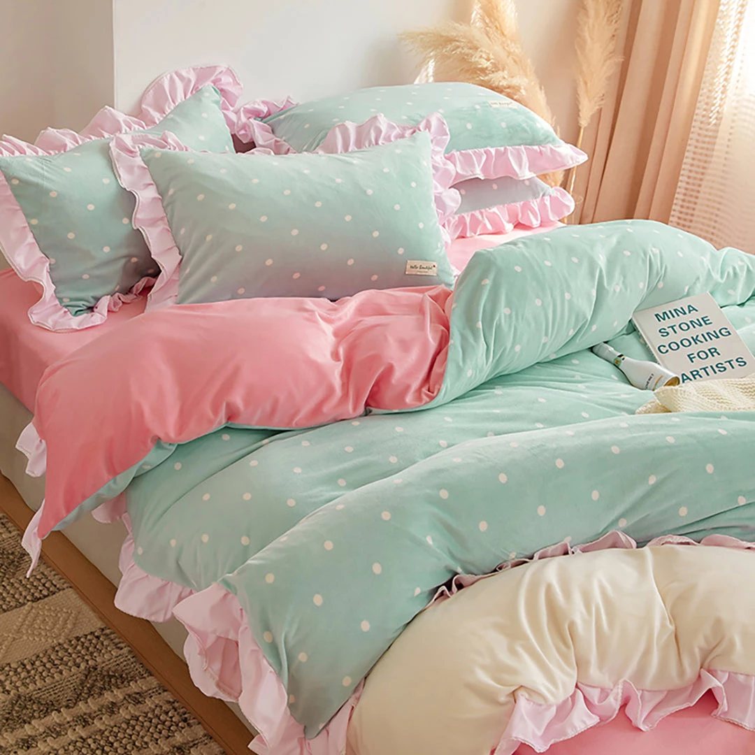 Juwas Candy Pastels Polka Dot Bedding Set NEW ARRIVAL 5 Juwas Candy Pastels Polka Dot Bedding Set NEW ARRIVAL