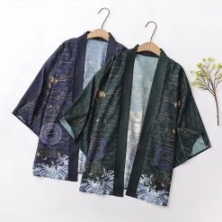 Juwas Japanese Vintage Style Kimono Outerwear Sun Protective