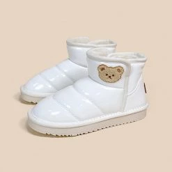 Juwas NEW ARRIVAL Brown Bear White Ankle Snow Boots