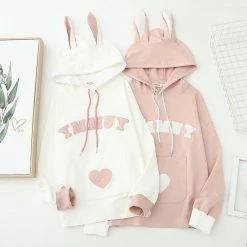 Juwas CLOTHING YMMUY Letter Love Heart Embroidery Pocket Hoodie