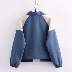 Juwas Japanese Cat Embroidery Pocket Loose Jacket