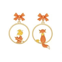 Juwas Bowknot Fox Maple Leaf Design 925 Sterling Silver Earing Ear Clips